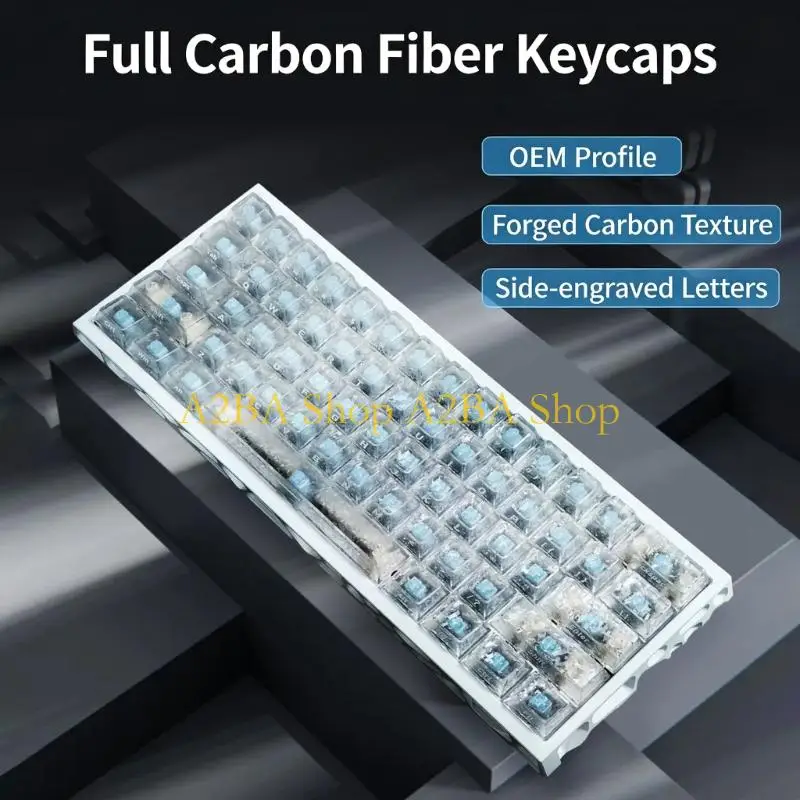A2BA 119 Carbon Fiber Texture Side Printed Keycaps For Mechanical Keyboard