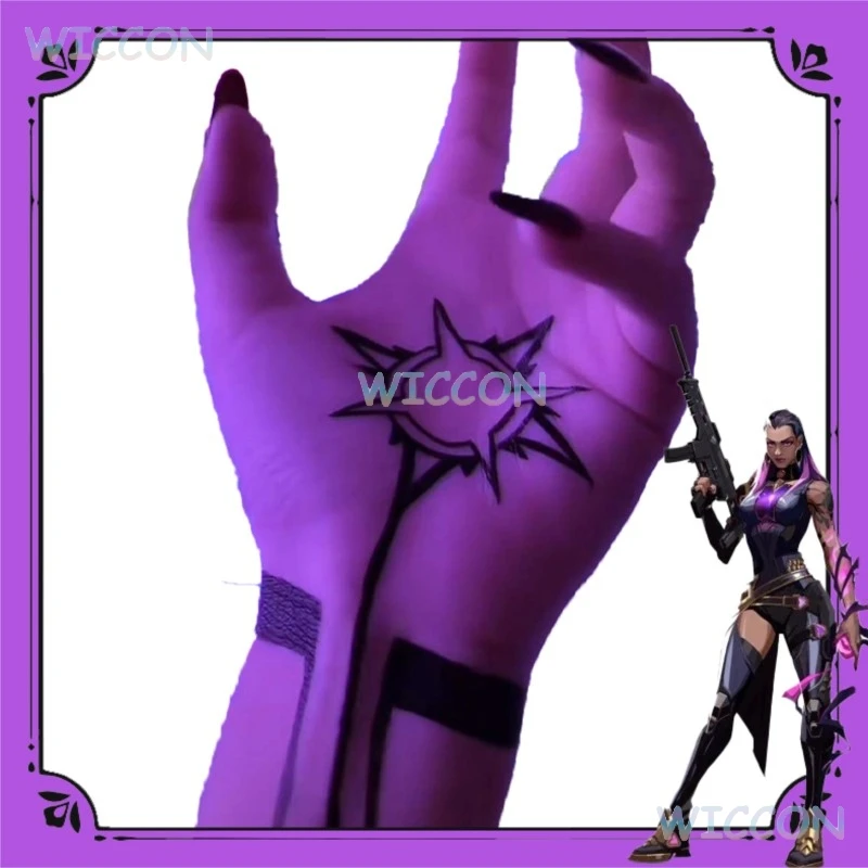 

Game Accurate Design Valorant Reyna Palm Tattoo Sticker Cosplay Viral Trend Halloween Party Accessories Women Halloween
