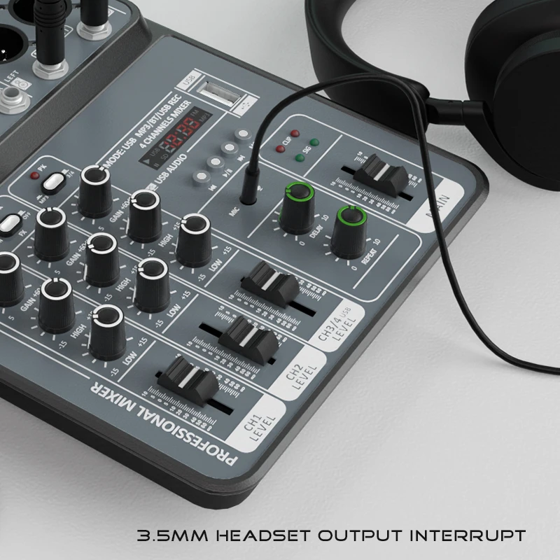 4 Channel Audio Mixer 48V Phantom Power USB Studio Sound Mixers Bluetooth DJ Console Mixing for Karaok - view 3