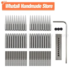 20-80Pcs Round Hole/Bevel Chisel Head Replaceable Punch Accessories Head Sharp Removable Punching Nail For Leather Punch Tools