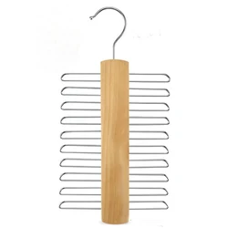 Wooden Tie Hanger with 20 Storage Capacity Tie Organizer Space Saving Necktie Organizer Non-Slip for Ties Belt Scarf Organize