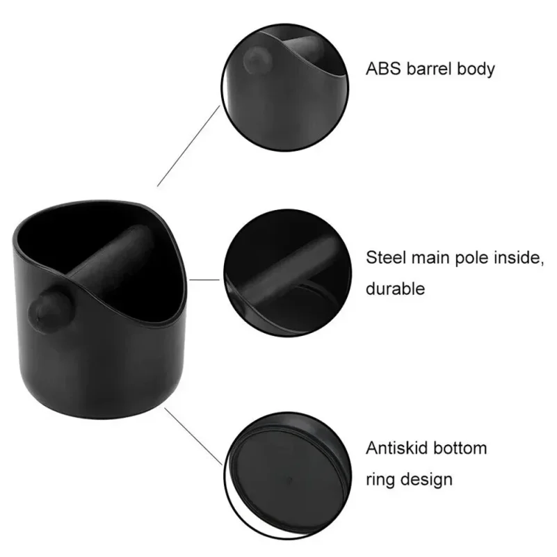 Shock-Absorbent Coffee Knock Box Anti-slip Espresso Dump Bin For Coffee Grounds with Removable Knock Bar Coffee Grind Waste Bin