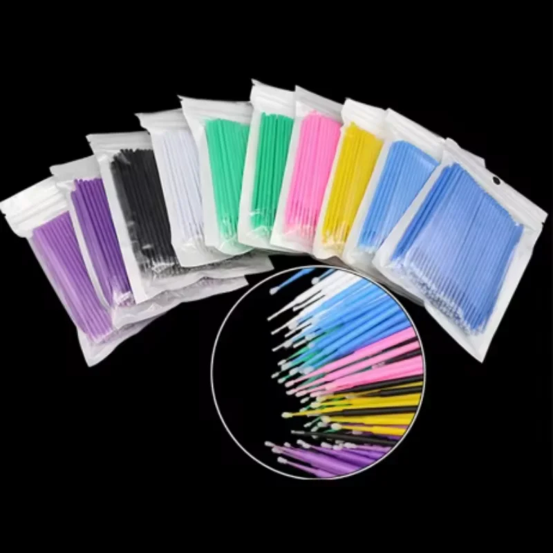 100pcs Disposable Micro Brushes Lint Free Cotton Swabs Eyelash Extension Makeup Cleaning Beauty Tools
