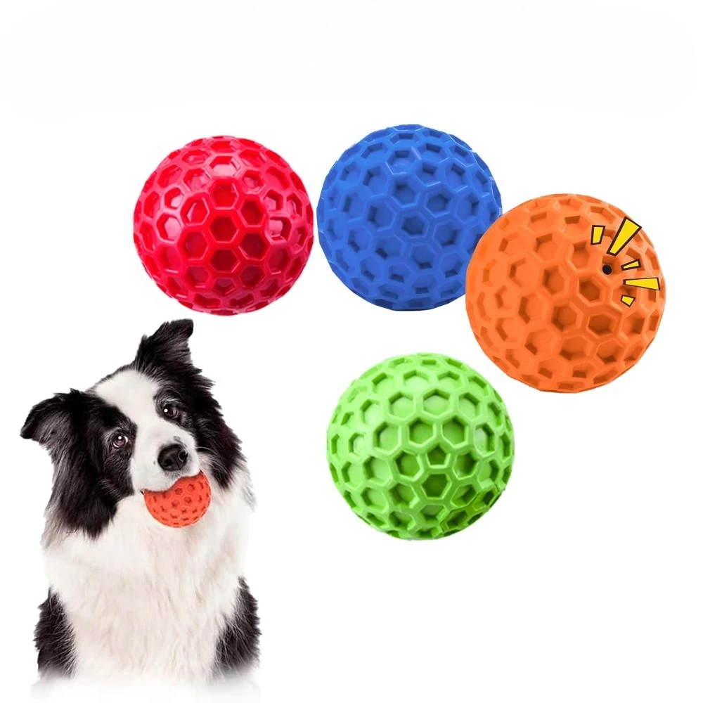 1-3pcs Indestructible Squeaky Dog Toys Interactive Dog Balls Natural Rubber Puppy Ball for Dog Chew Toys Random Color