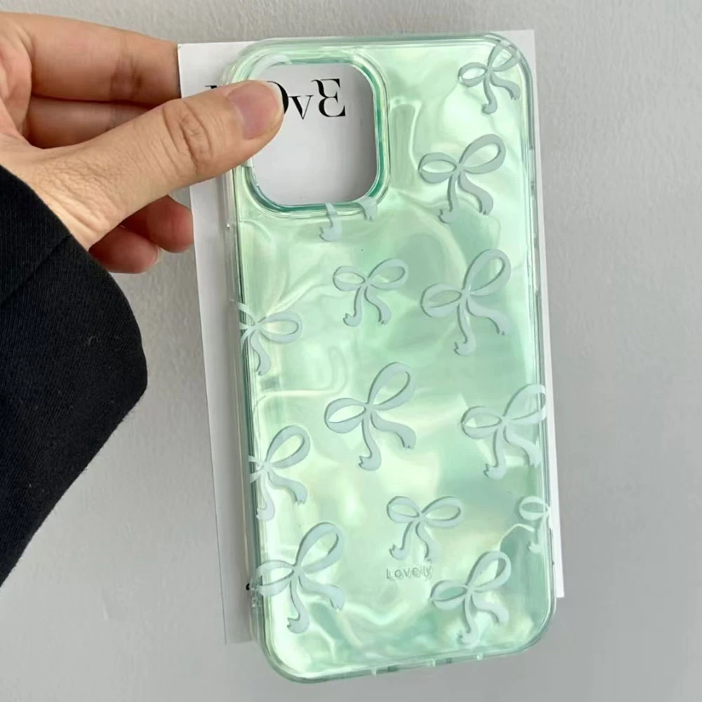 الأخضر Bowknot الحب القلب الفتيات النساء جراب هاتف آيفون 17 الهواء 16 16e 15 14 13 12 برو ماكس 7 8 زائد X XS XR SE 2022 2020 غطاء #3