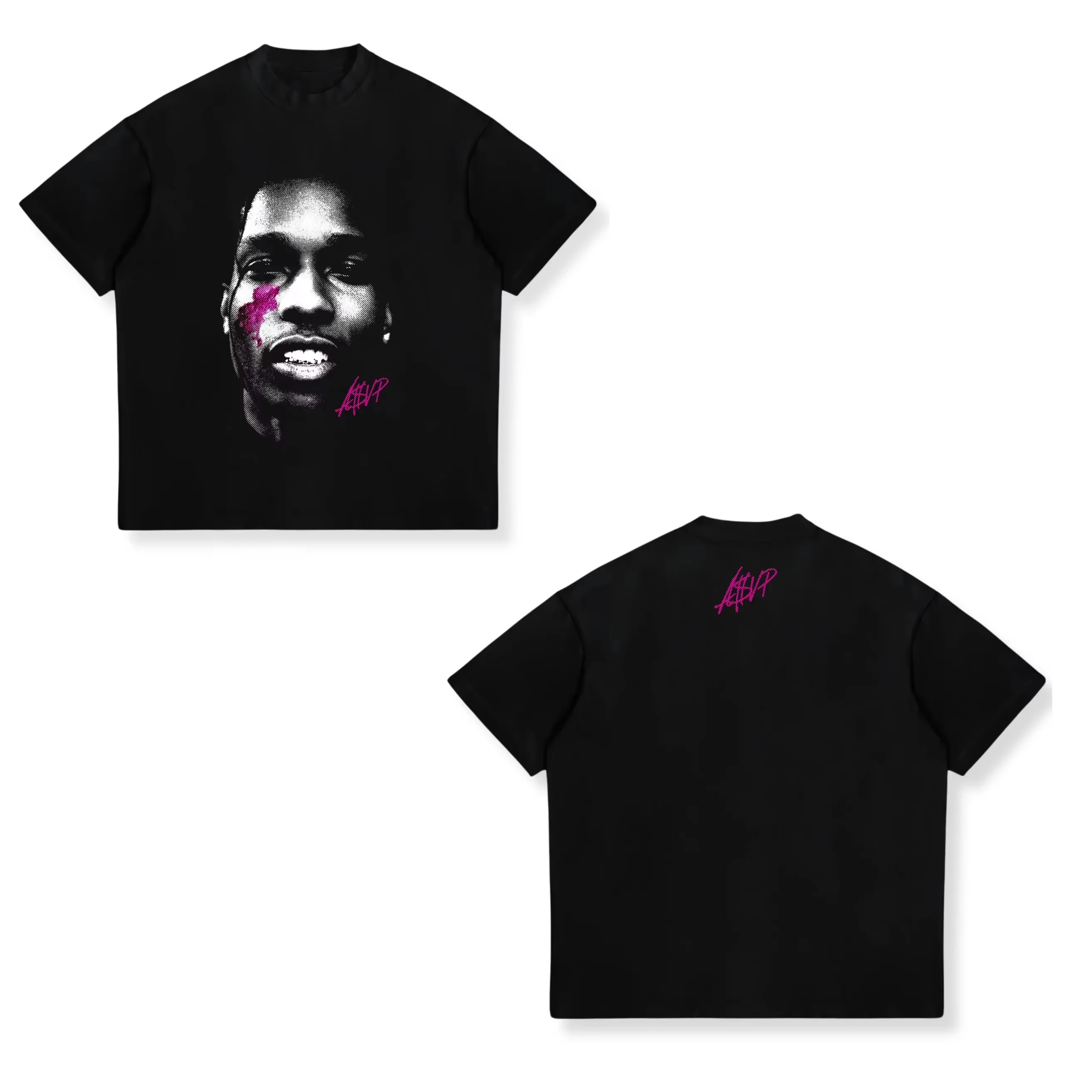 2026 Neues ASAP ROCKY T-Shirt HIP HOP High Street Herrenbekleidung Damen Gothic Sommer Tees A$AP Portrait Lässiges Harajuku T-Shirt