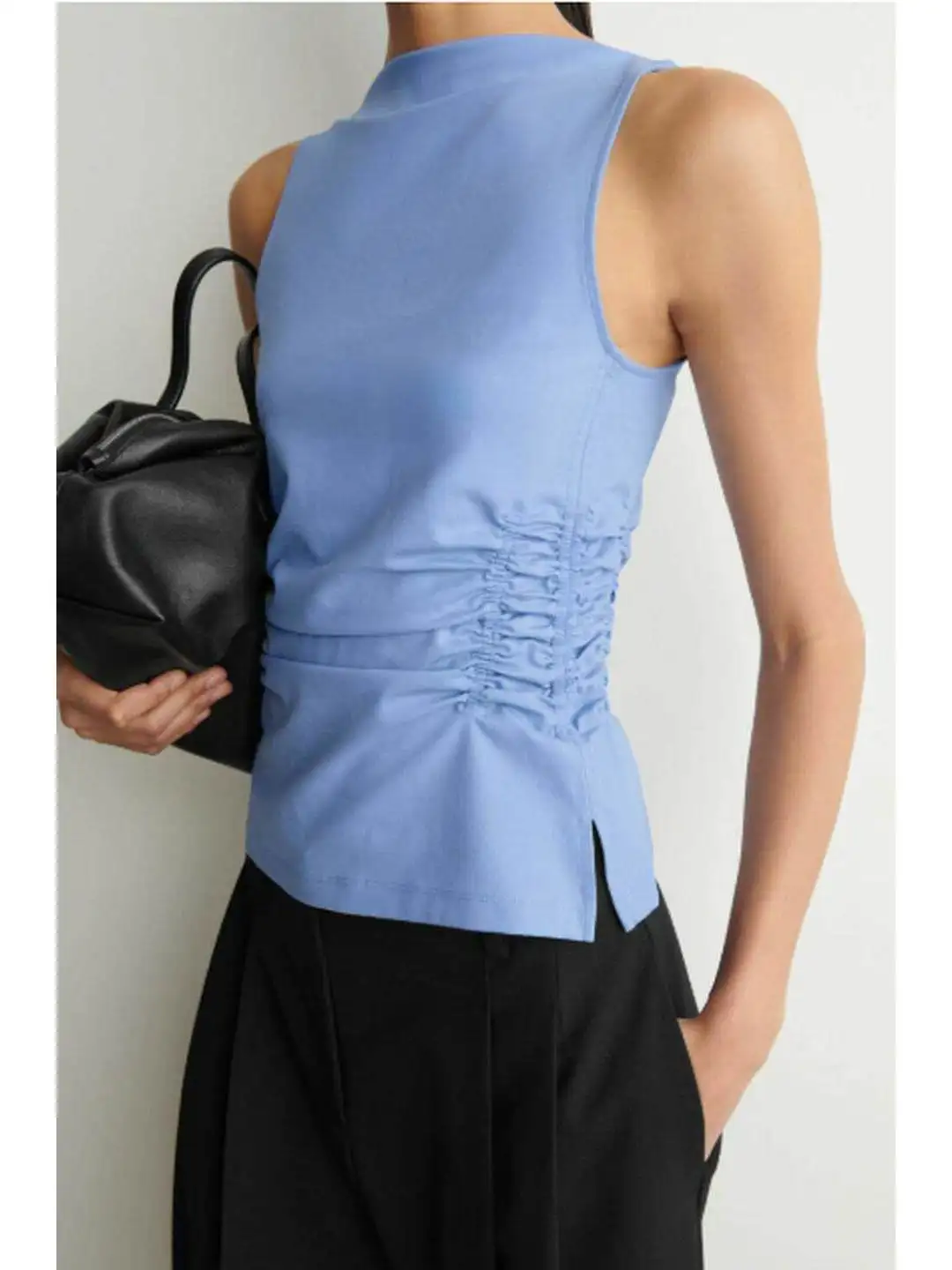 Summer Slim Fit Vest Waist Drawstring Sailing Collar Sleeveless Women's Breathable Fashion Citywalk Outerwear Polyester Fiber