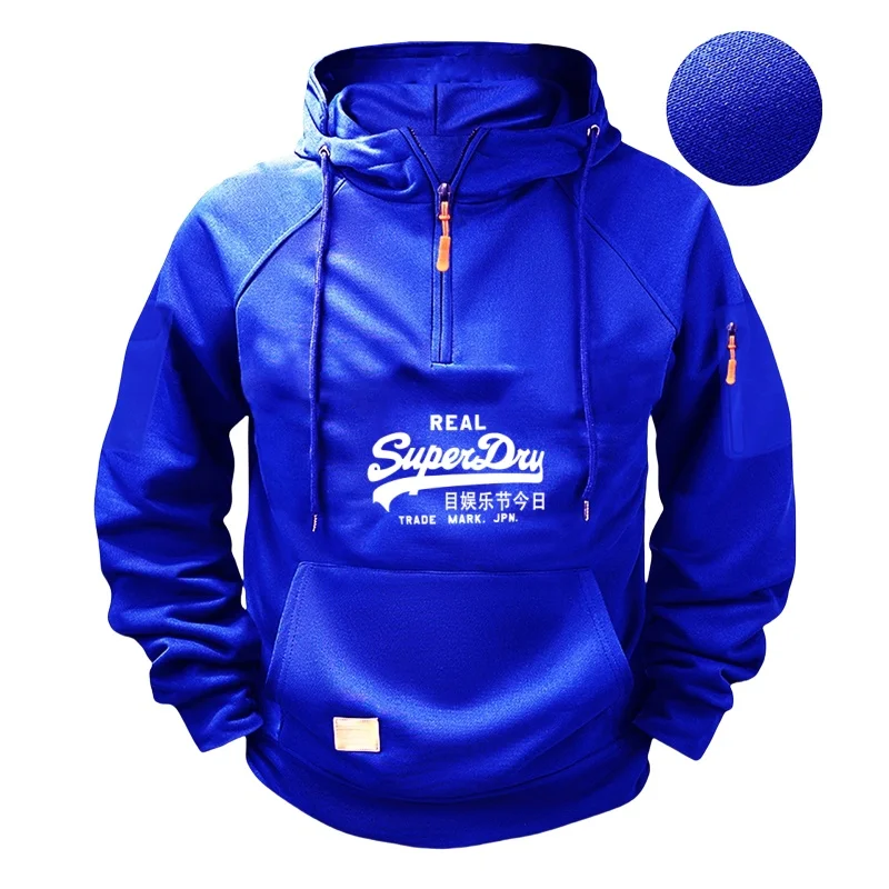 

Men's hoodie, long-sleeved sweatshirt, zipper drawstring and multi-pocket design hoodie, casual and comfortable men's pullover