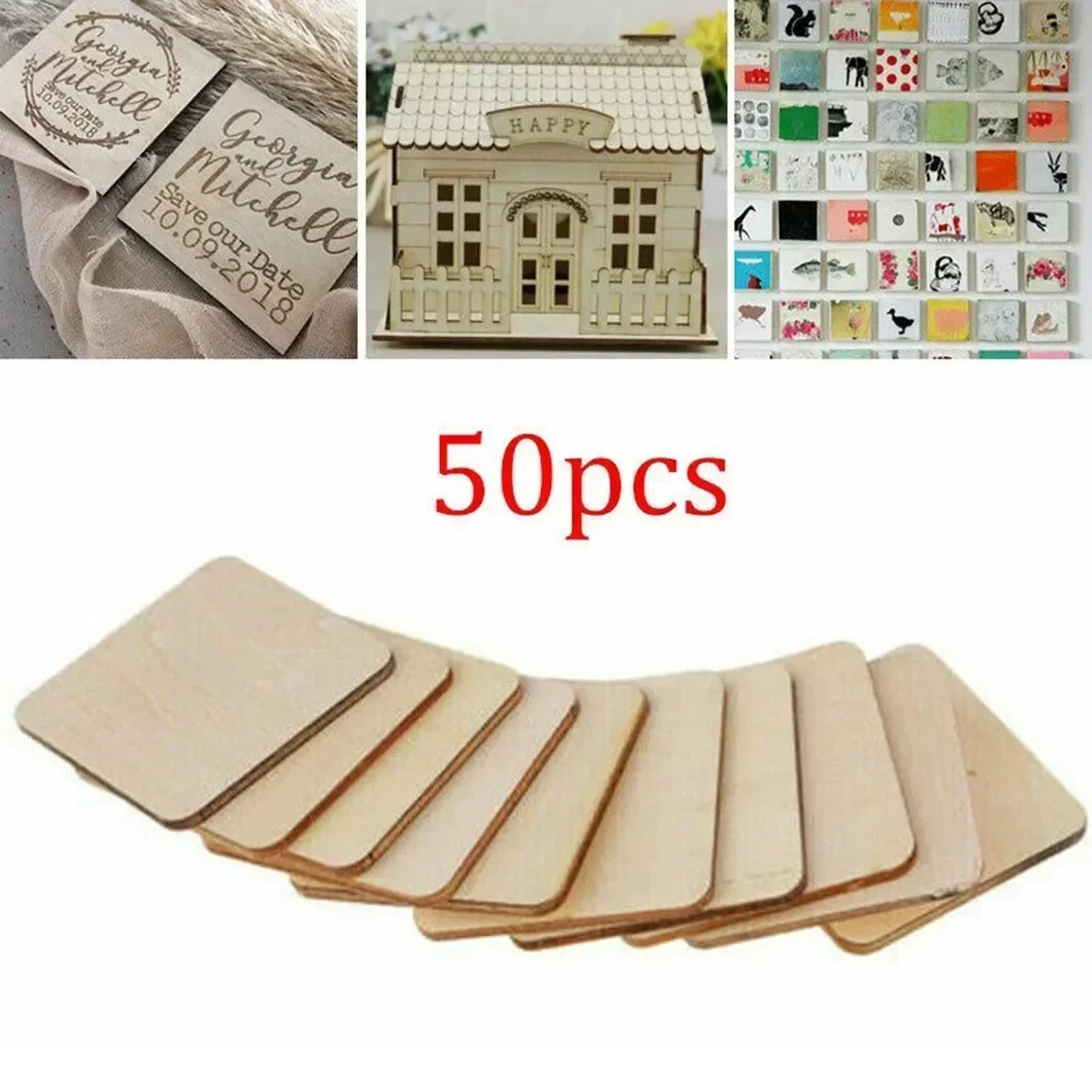 30/50 sztuk drewniane kwadratowe podstawki zwykłe drewno półfabrykatami plac niedokończone Model budynku plac DIY drewna Craft dekoracyjne