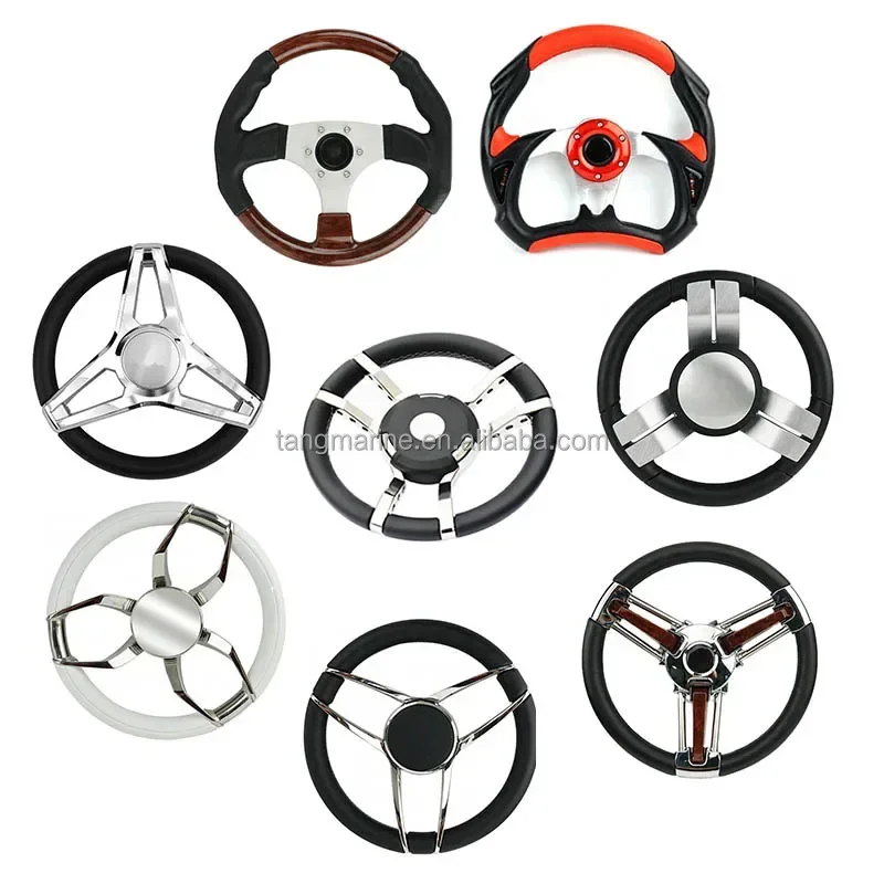 

Marine Yacht Speedboat Steering Wheel Uv Resistant Leather Electroplating Stainless Steel Luxury Boat Accessories