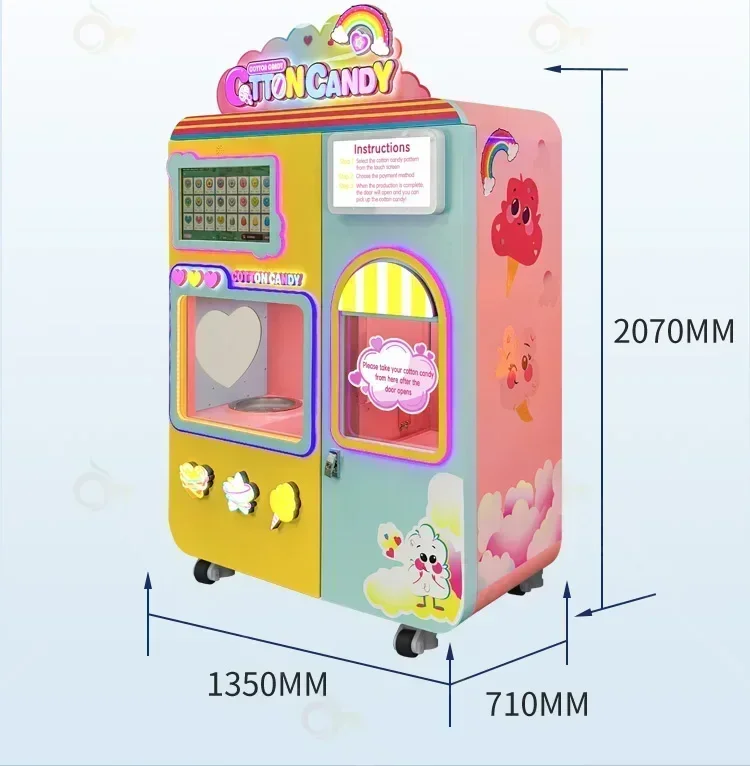

YG Customized Cotton Candy Vending Machine Commercial Candy Floss Machine Pink Cotton Candyfloss Sugar Maker Cotton Candy Machin