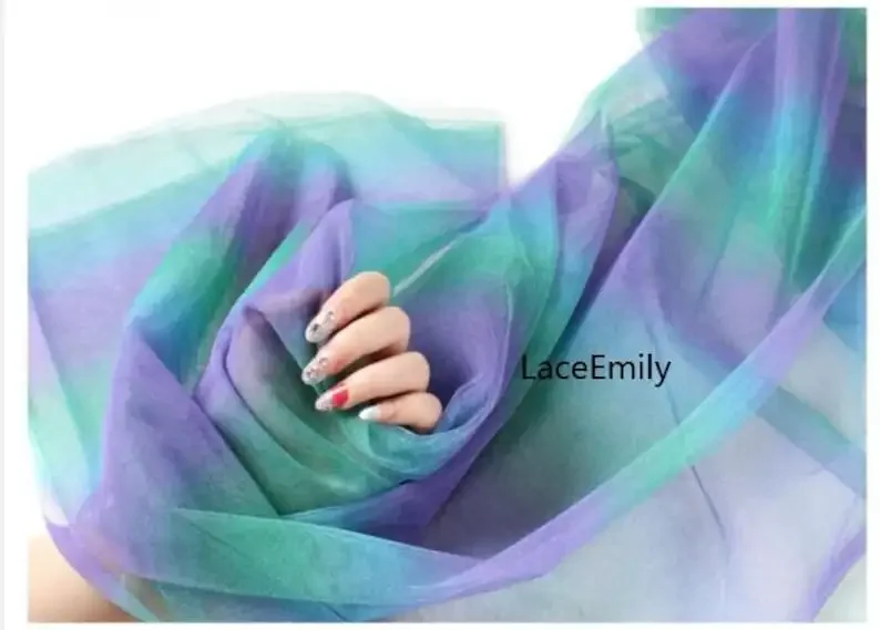 6 Colors rainbow lace fabric gradient soft mesh tulle fabric for baby dress ball gown floral wedding dress lace 1 yard