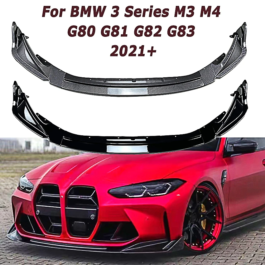 

Car Front Bumper Lip Spoiler for BMW 3 Series M3 M4 G80 G82 2021+ V Style Front Diffuser Protector Car Accessories
