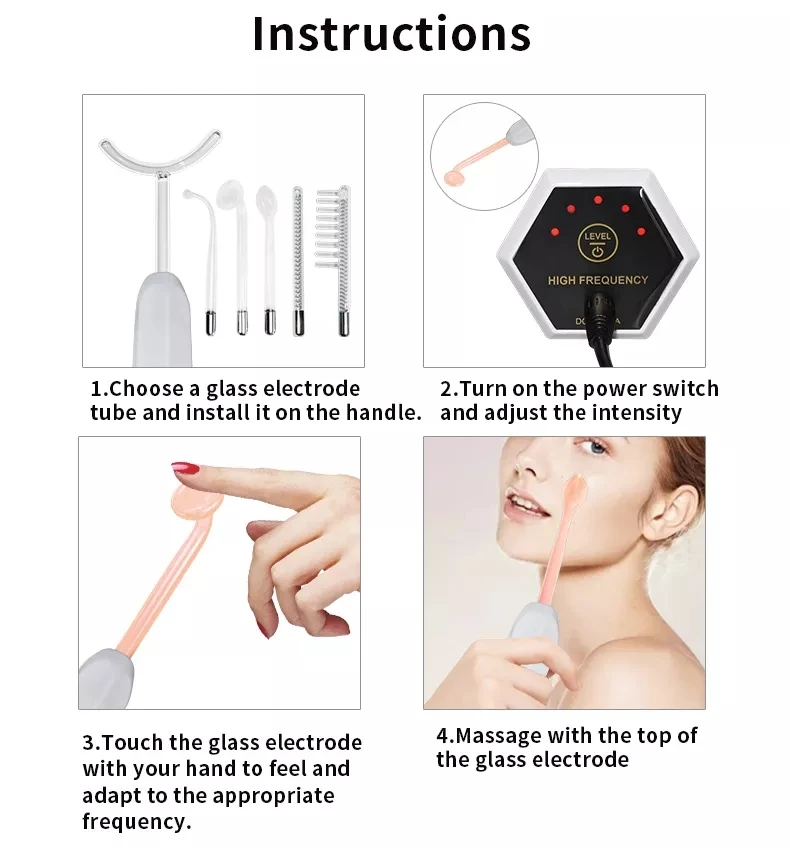 5 in 1 Portable Electric LED Red Purple Light Wand Skin Care Tools Beauty Instrument