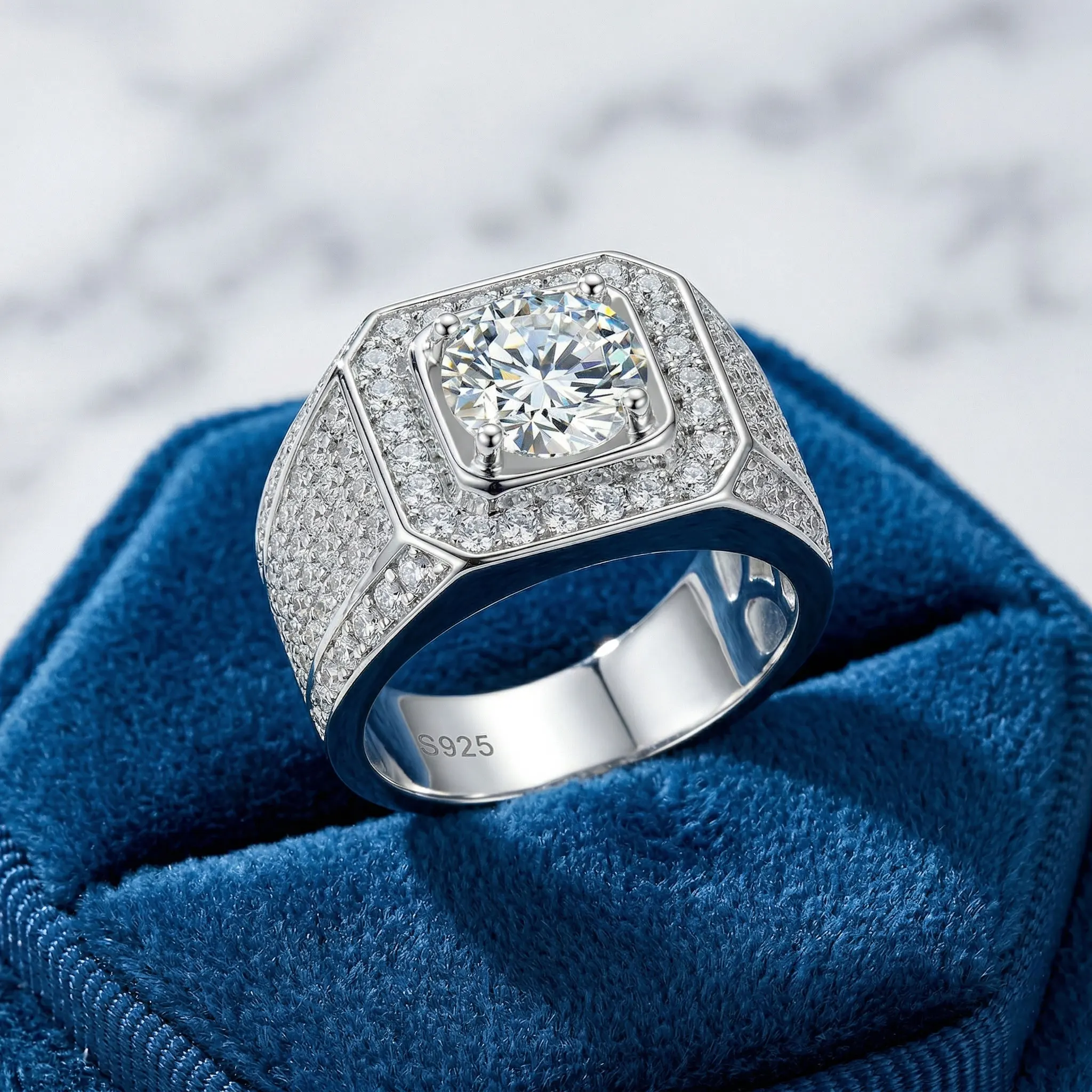 

Кольцо с муассанитом D Color VVS1, 2 карата, с основным камнем в стиле паве, высокий блеск, унисекс, роскошное парное кольцо