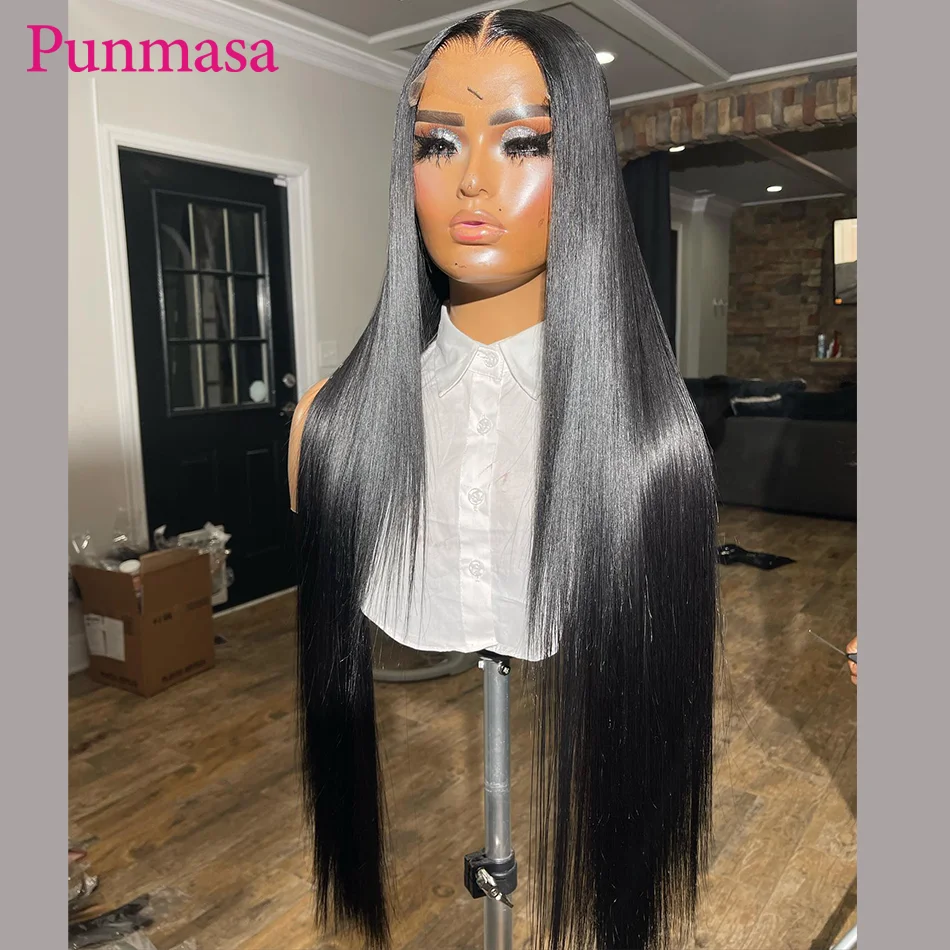 Punmasa 99j Dark Burgundy Colored 13x6 Lace Frontal Wigs Bone Straight 5x5/13x4 Transaprent Lace Wig  PrePlucked 200% Density