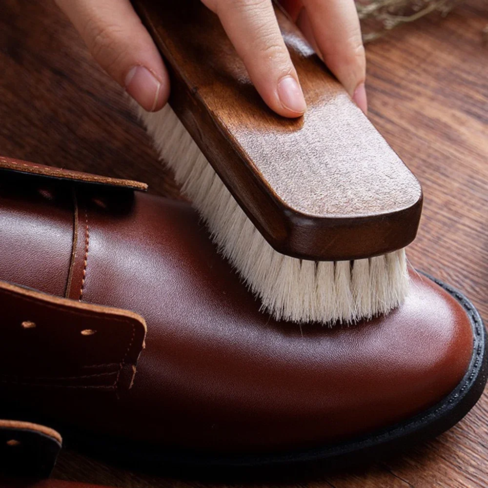 Solid Wood Wool Shoe Brush Leather Shoe Cleaning Polishing Care Brush For Sneaker Boot Fabric Shoes Shoe Care Tool Accessories