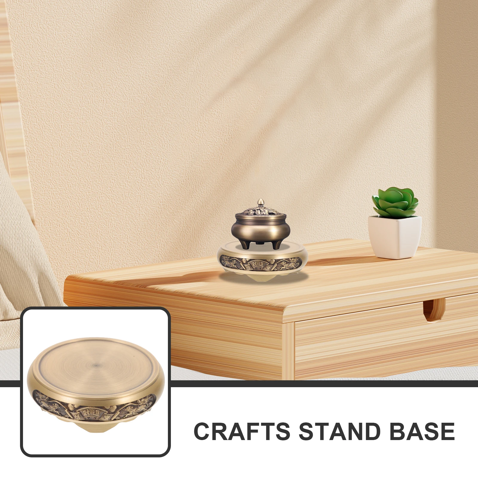 

Copper Incense Burner Base Retro Stand Censer Pedestal Heat Resistant Desk Ornament Vase Display Smooth Lines Exquisite