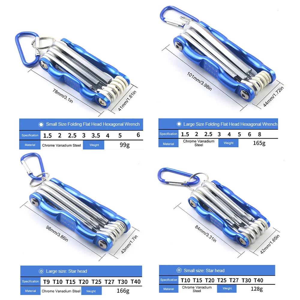 Folding Portable Hexagonal Wrench Set Metal Metric Chave Torx Allen Key Hex Screwdriver Wrenches Hand Tool Llave Hexagon Spanner