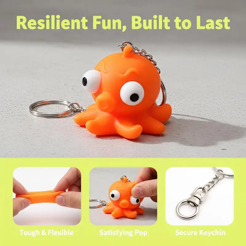 Popping Out Eye Squeeze Keychain Sensory Fidget Toy Eyeball Bouncing Toy