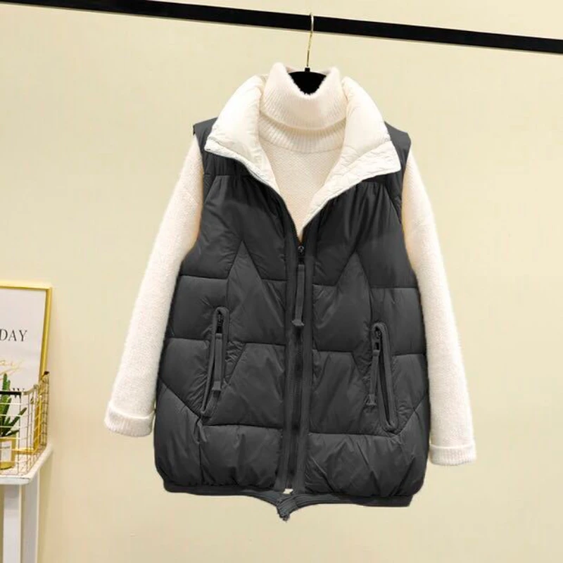 2023 New Winter Women Sleeveless Coat White Duck Down Vest Casual Warm Short Puffer Waistcoat Female Windproof Gilet