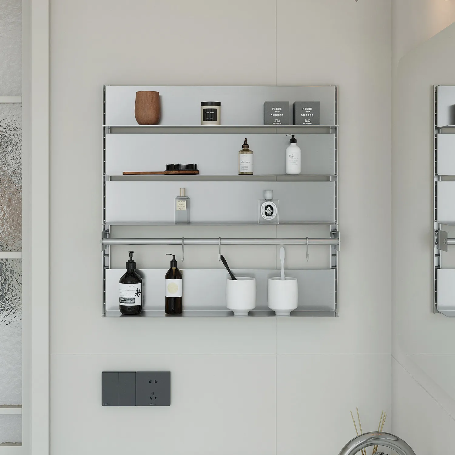 Hxl bathroom stainless steel partition shelf wall-mounted vanity organizer