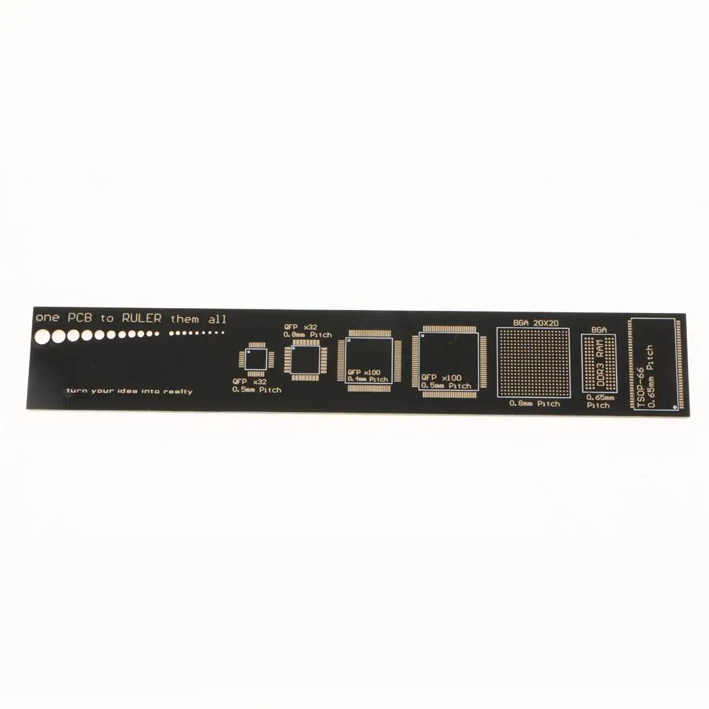 Règle de mesure FR4 plaquée or 15 cm 6 pouces pour ingénieur électronicien avec guide des tailles de perçage AWG et des tailles de police