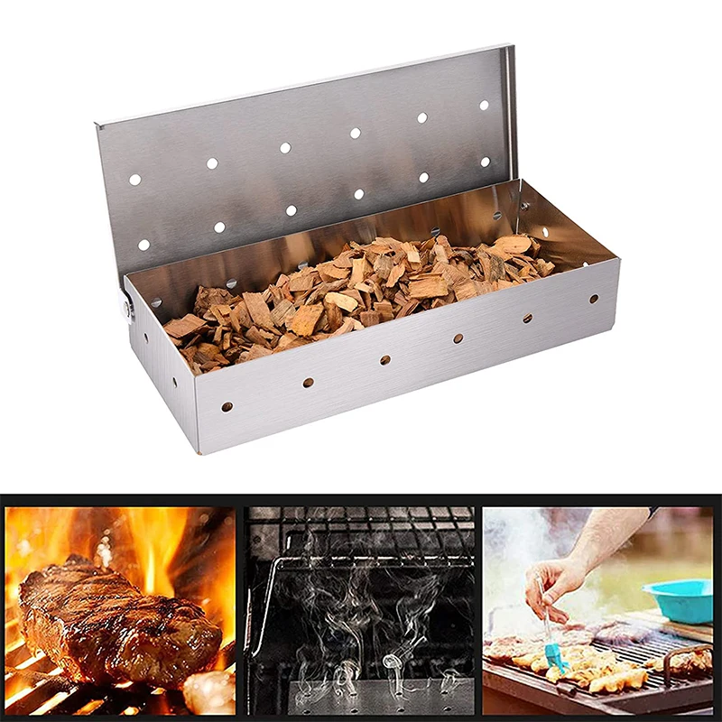 

Smoker Box For Gas Grill or Charcoal Grill Stainless Steel Smoke Box Grilling Smoking Box Works with Wood Chips