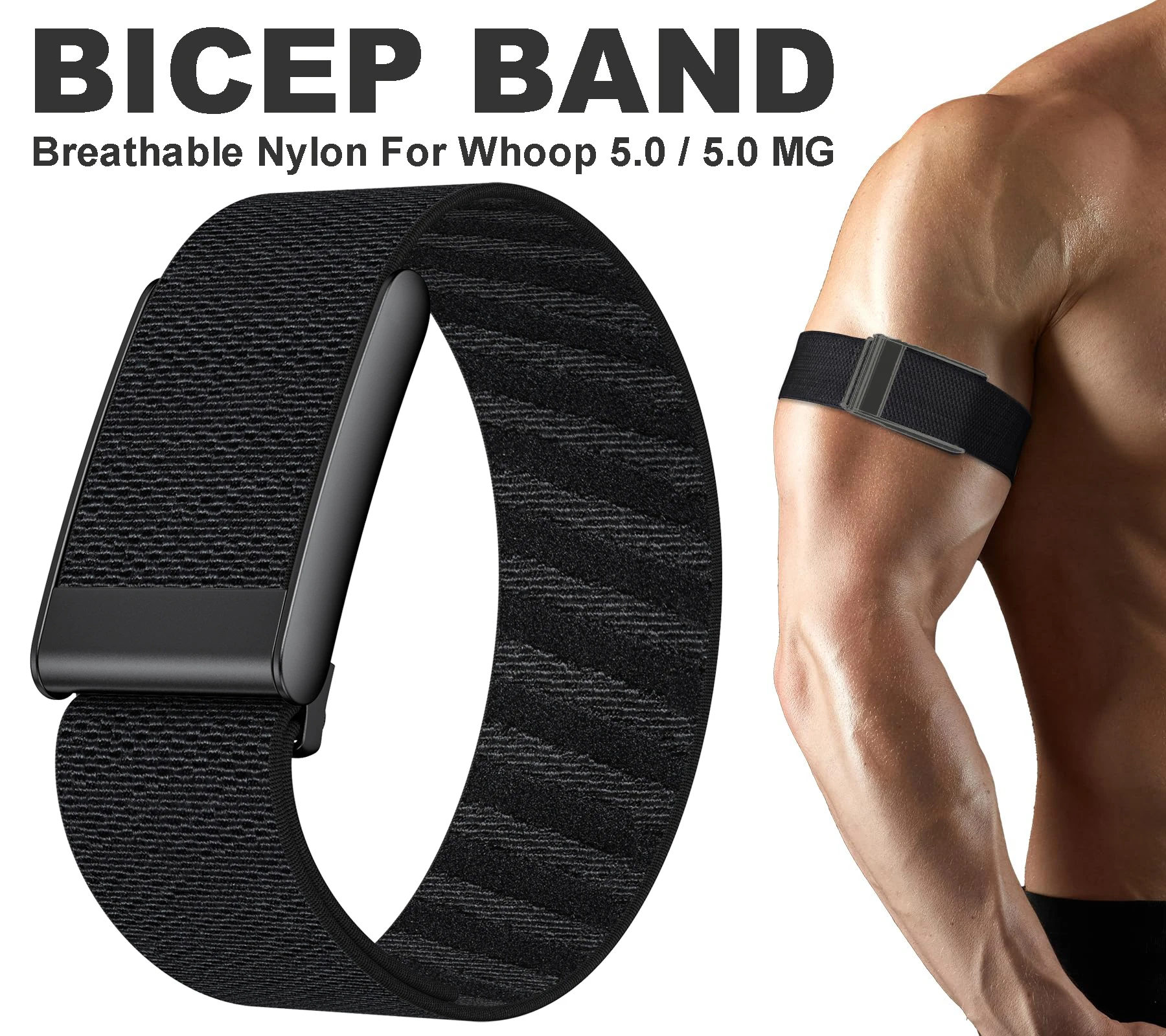Водонепроницаемый ремешок для бицепса, совместимый с Whoop 5.0 One + Peak, дышащий спортивный нейлоновый ремешок для бицепса, 5,0 мГ