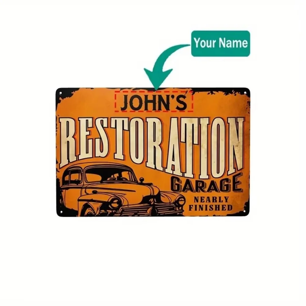 [2D Flat] Custom Vintage Car Metal Plaque 30x20cm Personalized Workshop Wall Gift For Men