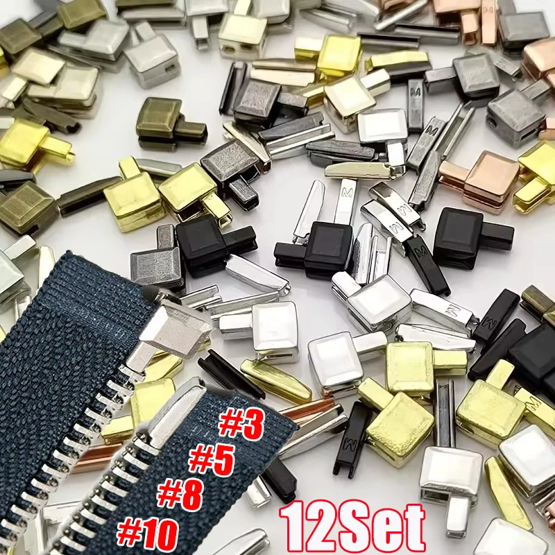 

12pcs Zipper Repair Kit Fixing Box and Insertion Pin 3#5#8#10 for Bag Coat Clothing Opening Zipper Replacement Tools