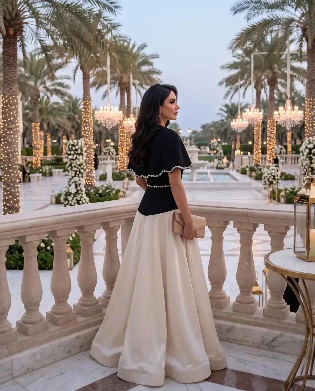 Customized Contrast Color Evening Dress with Short Cape Beaded Detail Satin Formal Party Dress Rhinestone Waist Formal Maxi Gown