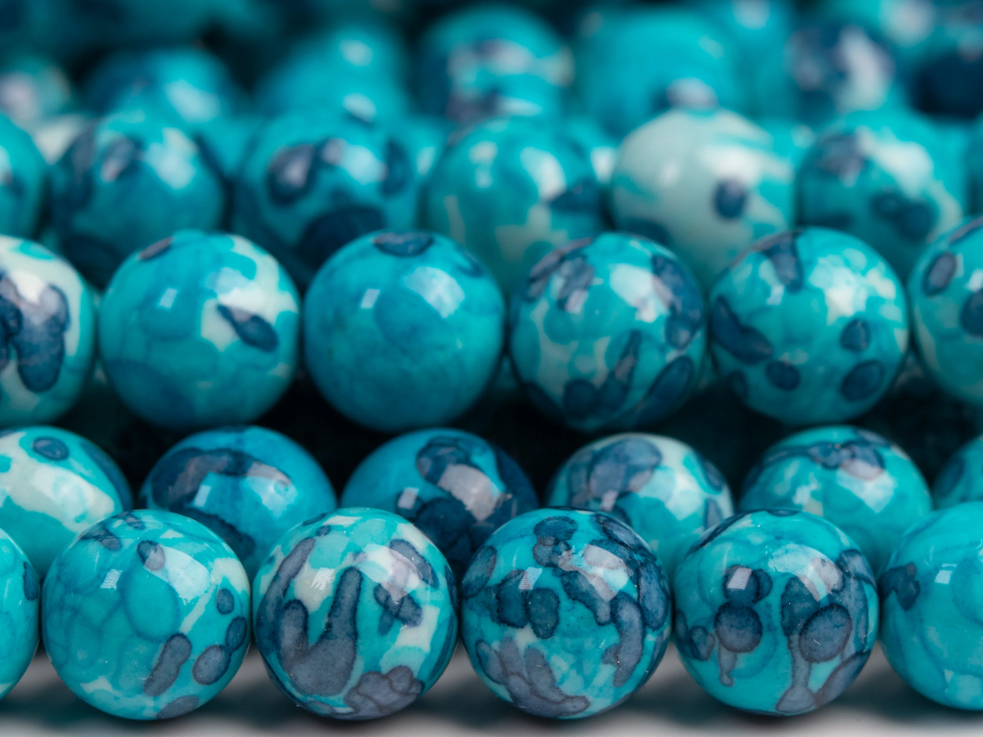 Blue & Orange Rain Flower Jades Loose Beads Round Shape Size Options 3/4/6/8/10/12mm for Jewelry Making