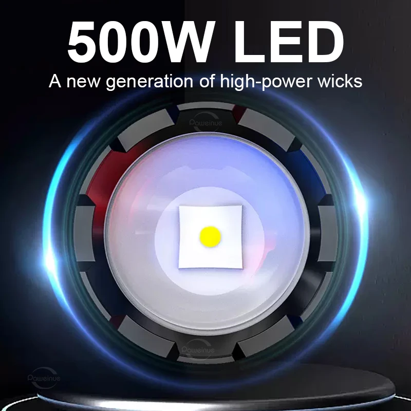 ハイパワーLED懐中電灯,USB充電式戦術懐中電灯,屋外およびキャンプランタン,強力なトーチ,1000000ルーメン