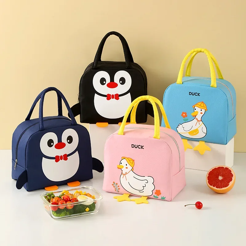 Portable Bento Bag Cartoon Animal Lunch Bag Tote Thermal Food Bag Women Kids Lunch Box Picnic Supplies Insulated Cooler Bags