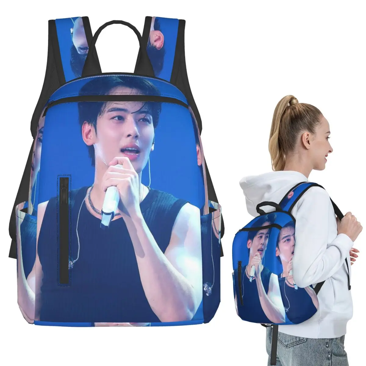 Cha Eun Woo Korean Actor Backpack Student BookBag Kids School Bag Computer Shoulder Bags Boys Girls