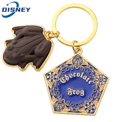 Classic Film Harry Frog Metal Enamel Keychain Hogwarts Magic School Badge Pendant Keyrings for Fans Collect Jewelry Gifts