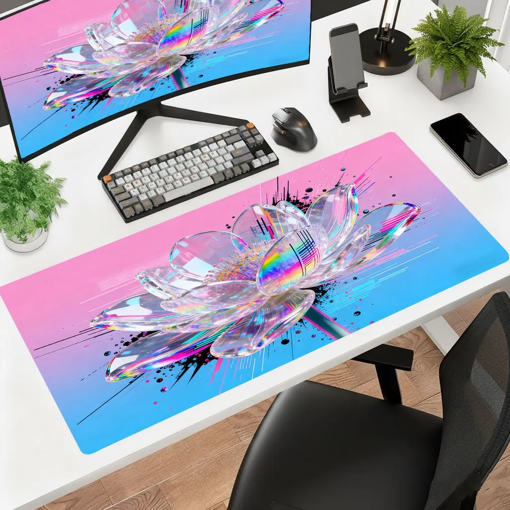 Iron Art Flower Print Mouse Pad Ultra HD Printing Thick Non Slip Rubber Base Washable Multi Size Desk Mat For Gaming Office Lapt
