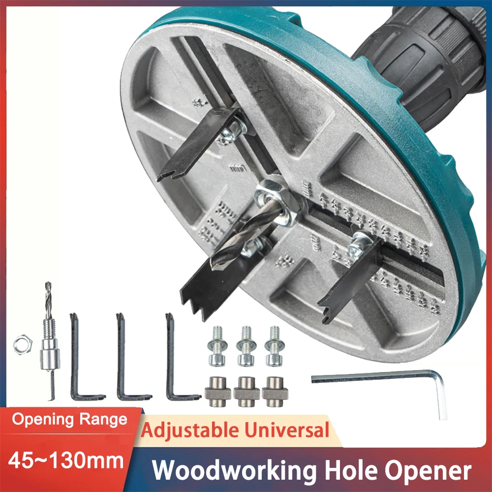 Circular Saw for Drill 45-130mm Multifunctional Adjustable Universal Woodworking Hole Opener Aluminum Plate Drilling Bit Tool