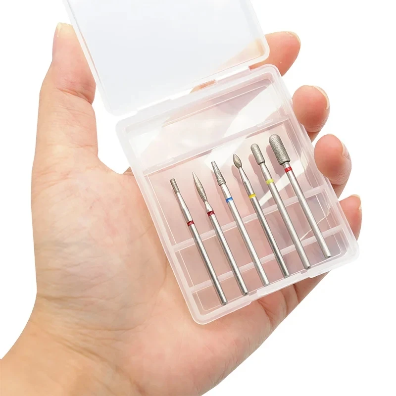6Piece Nail Diamond Grinding Needle 2.3mm To A Suit Nails, Nail Surface Dead Skin Clean Grinding Head Polishing Tools