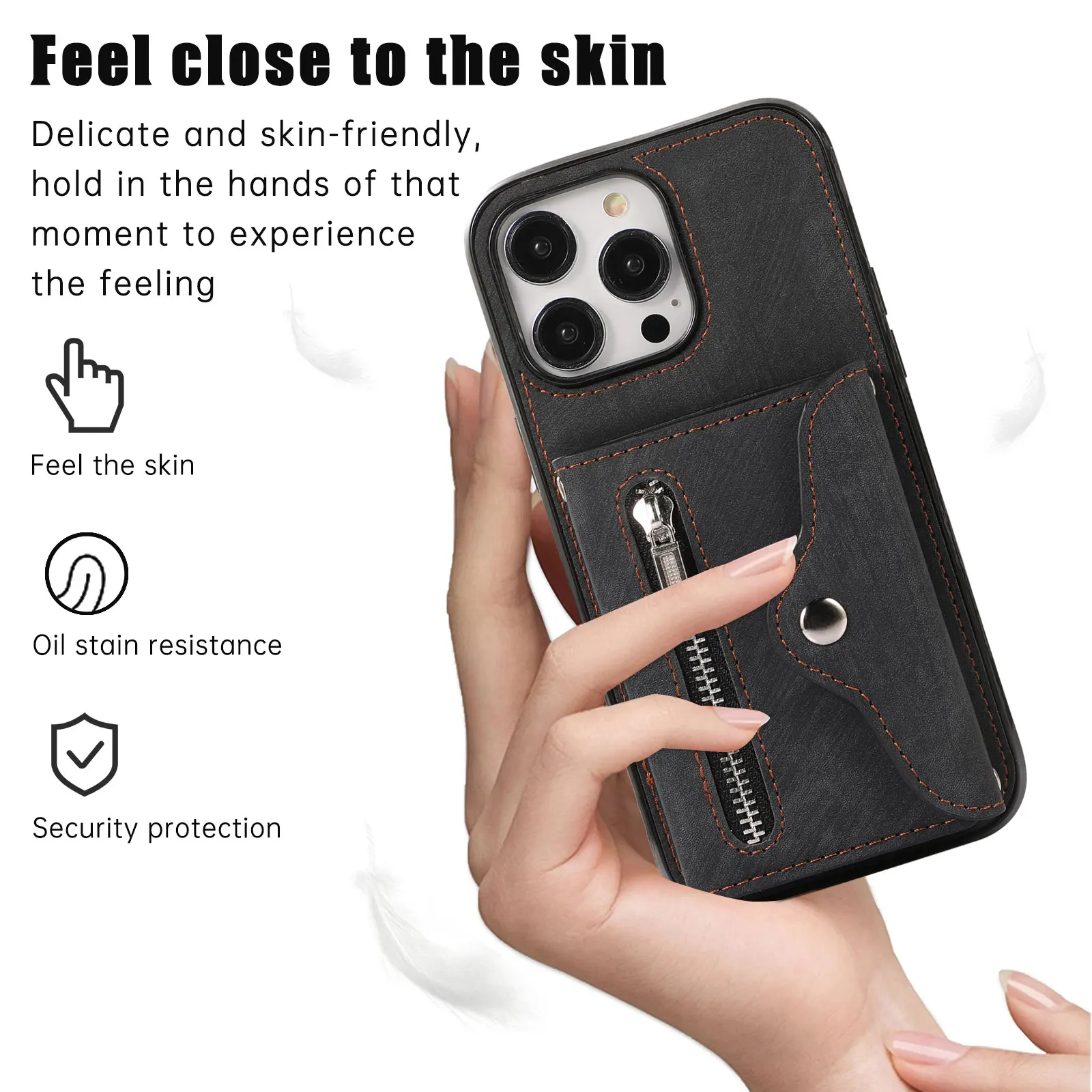 

Yidai-Silu Leather Case Magnetic Closure RFID Blocking Wallet Slim Kickstand Flip Folio Cover for iPhone 15 14 13 Pro Max