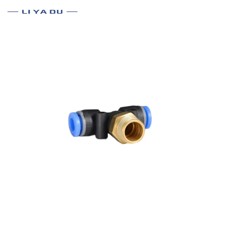 5/10PCS PB Tee T type Pneumatic Fitting Quick Connector 6-12mm Hose Tube to 1/8 1/4 3/8 1/2 Thread Air Compressor Joint Coupler