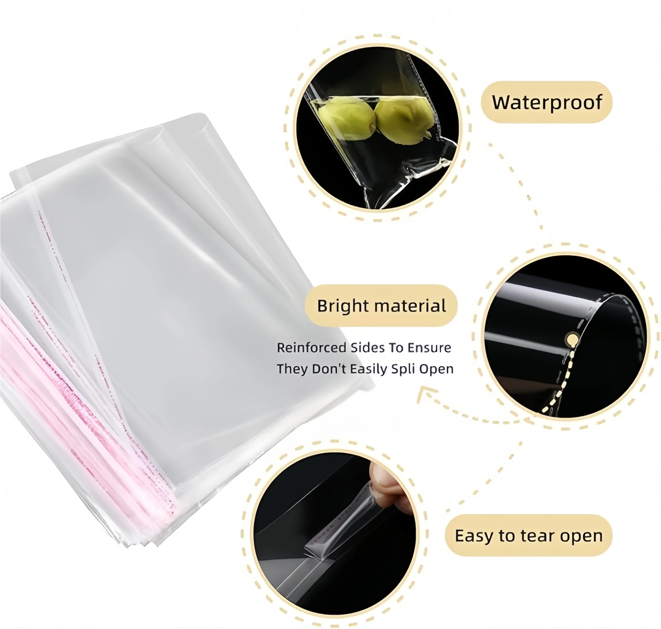 4x6 Inches 100 Pcs Clear Self Sealing Cellophane Bags Cookie Bags Resealable Cellophane Bag for Packaging Cookies,Gifts,Favors, Products,Candy view 4