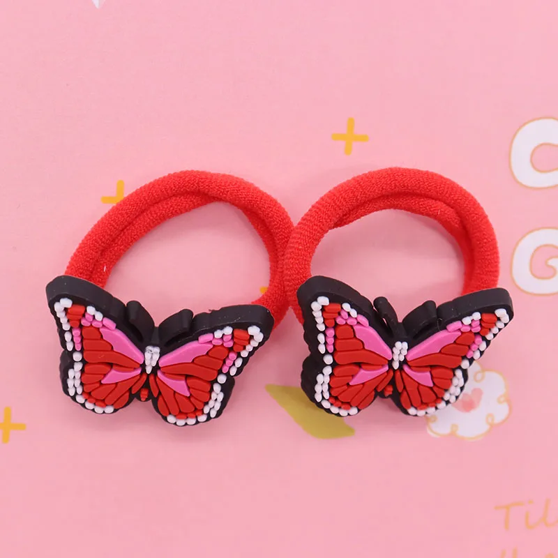 2Pcs/Set Kawaii Cartoon Animal Butterfly Headband Scrunchie Children\'s Elastic Bands For Girl Hair Accessorie Holiday Gift