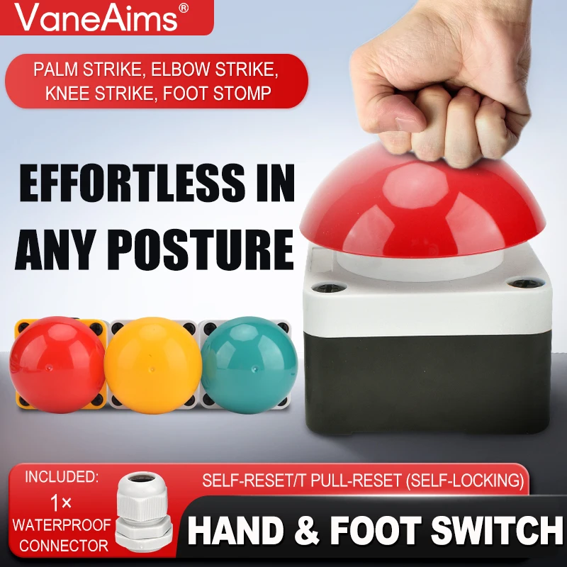 

Кнопка педали с мгновенной фиксацией, водонепроницаемый IP65, самосброс, мгновенный ножной переключатель E-stop, большой грибной аварийный выключатель