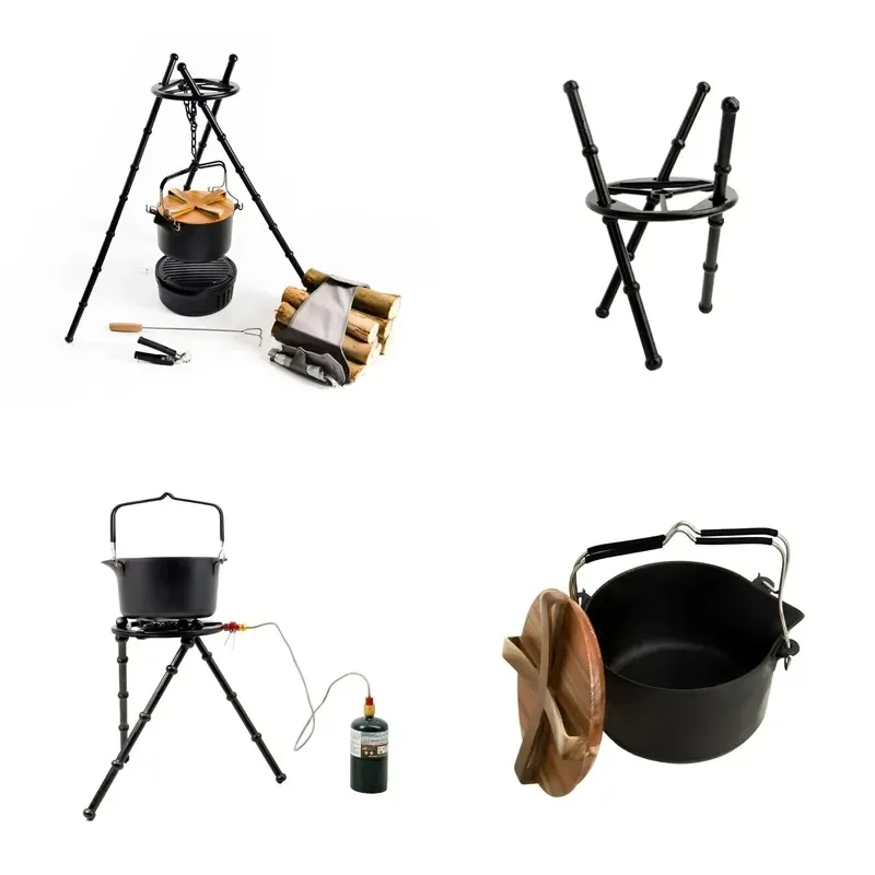 Versatile Camping Cooker Set Outdoor Cooking Cutting Board, Fondue, Pot, BBQ, Picnic and Hiking Baking Tools