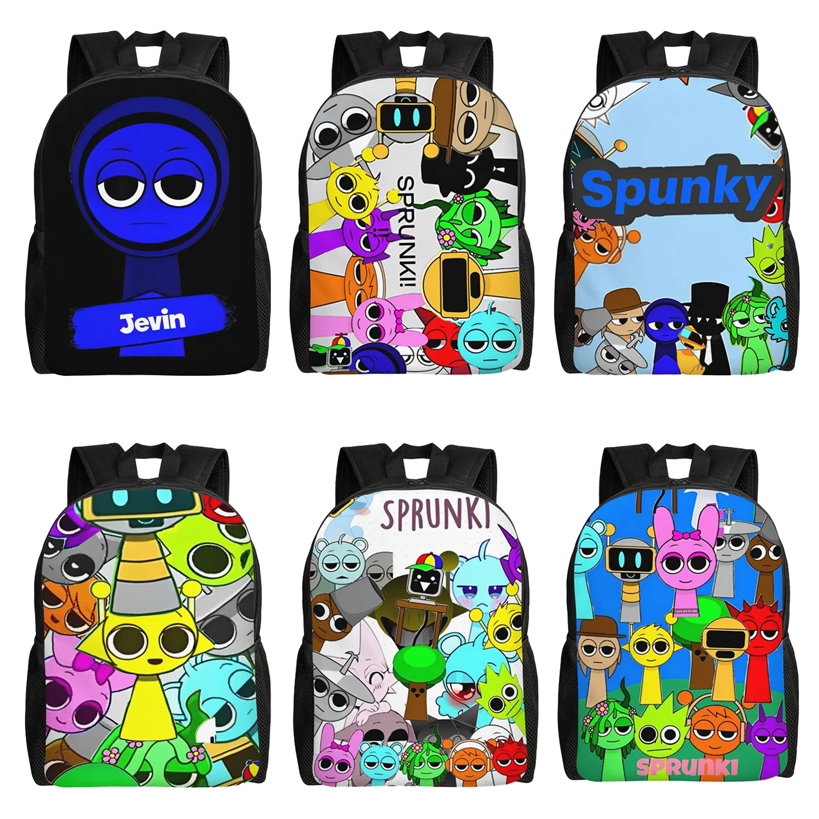 

Sprunki Jevin Funny Casual Backpack Lightweight High School Hiking Travel Daypack for Men Women Laptop Computer Shoulder Bag