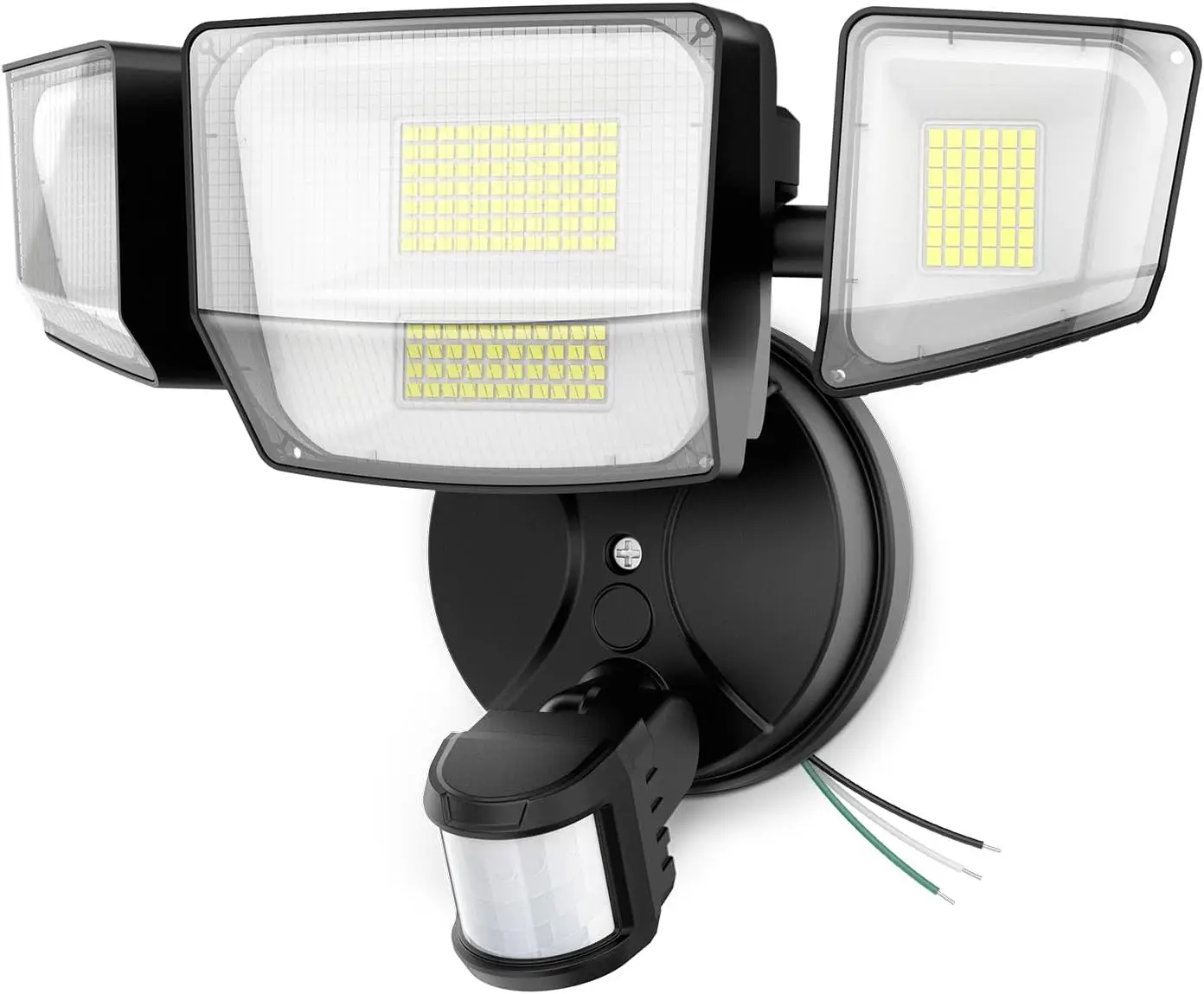 

90W 10000LM LED Motion Sensor Outdoor Flood Lights, 4-Head Dusk to Dawn Security Lighting, IP66 Waterproof Black