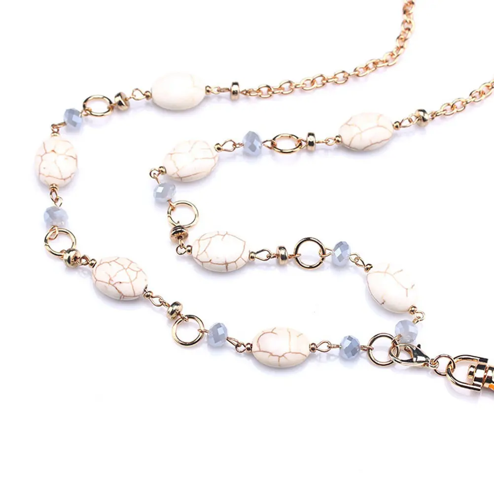 Fashion Turquoise Beaded Lanyard Necklace Women's Id Badge Holder Multi-Scene Use Office Party Ball Banquet Photo Studio