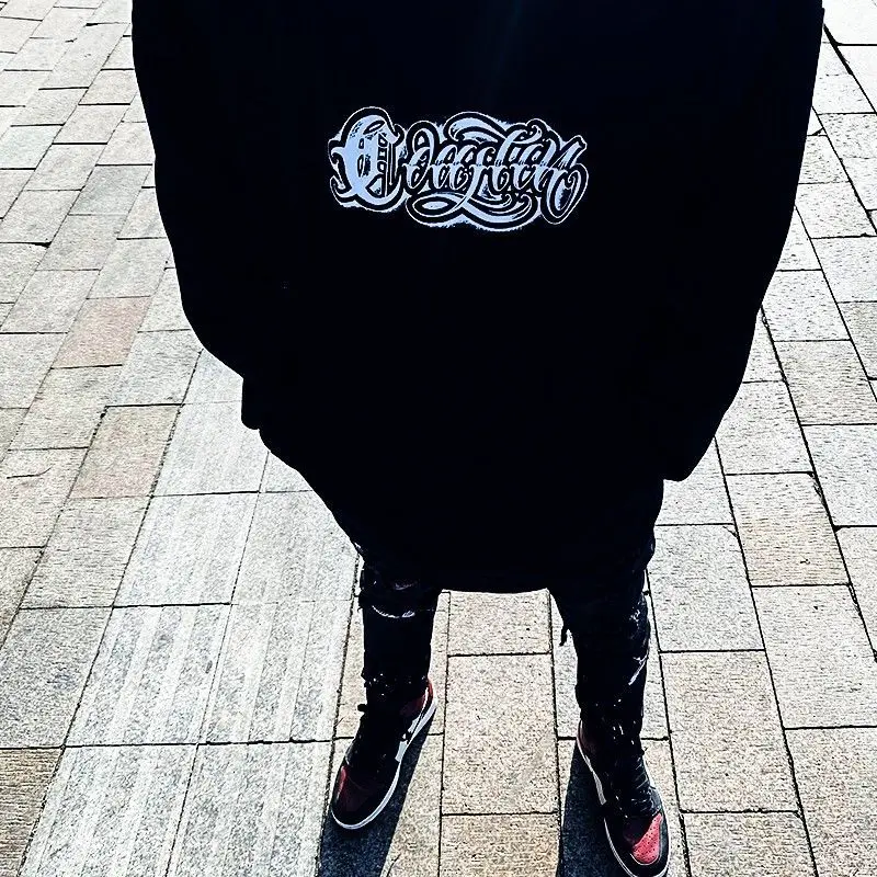 6XL Men's Women Street American Retro Cotton Sweater Autumn Hip-hop Chicano Fashion Tatoo Graffiti Rock All-match Hoodie